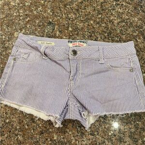 Hot Kiss Women's Jean Shorts -‎ Blue and White Stripes